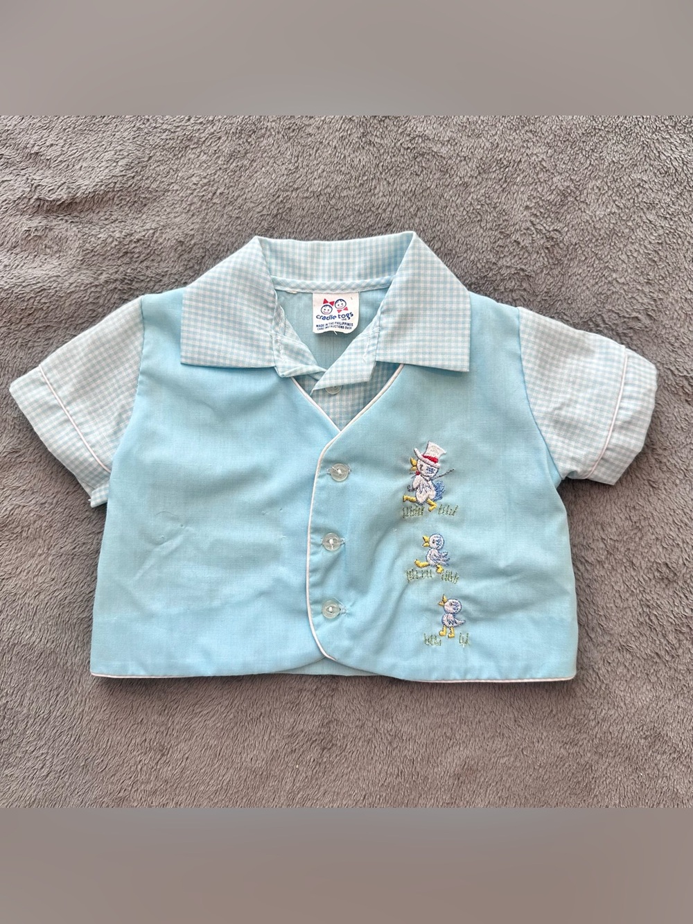 Vintage Cradle Togs Baby Boy Embroidered Diaper Shirt *See Details on Size*